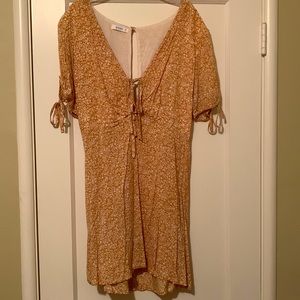 Mustard and white floral dress